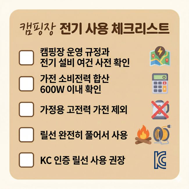 EP27. 캠핑장 전기 600W 제한, 뭘 가져가면 안 될까 캠핑장 전기 사용 체크리스트