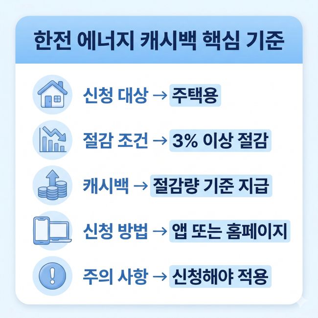 한전 캐시백 핵심기준